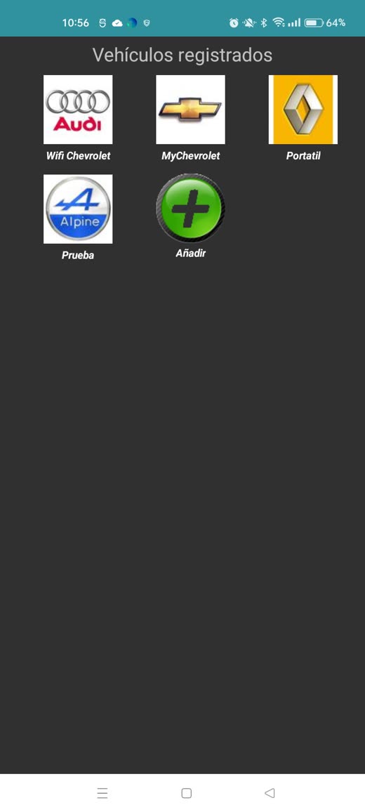 Pantalla de vehiculos registrados